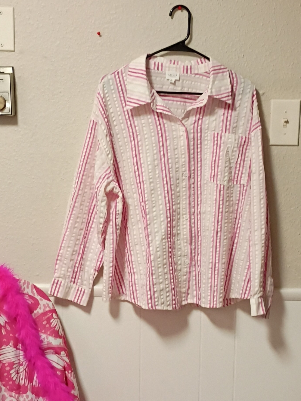 Le Lis Pink and White Striped Button-Front Shirt
